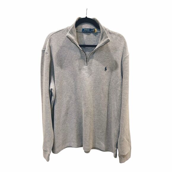 K25 Ralph Lauren POLO Soft French Rib 1/4” Pullover Heather Gray Sz L NWOT - Picture 5 of 10